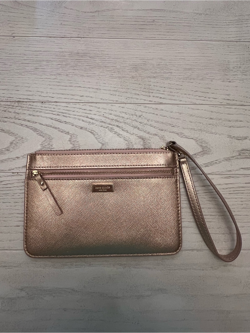 Kate Spade Metallic Rose Gold Wristlet
